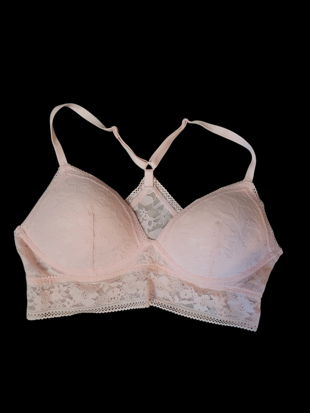 Victoria's Secret Soft Lace Racerback Bralette in Blush Sz L